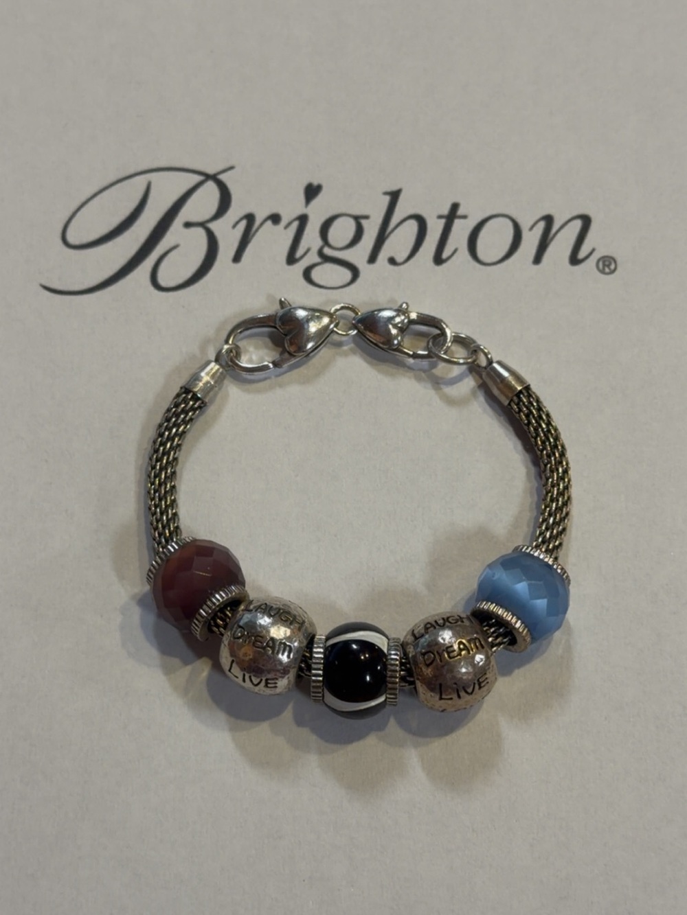 🩵 Brighton Charm Bracelet ‘LIVE LAUGH LOVE’ with mixed beads PRICED TO SELL!